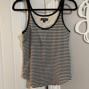 J. Crew Fitted Black and White Striped Tank Top